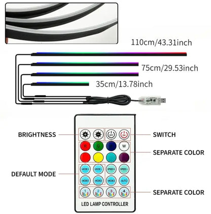 4-piece interior LED ambient lightning for Ligier/Aixam/Microcar/Chatenet USB