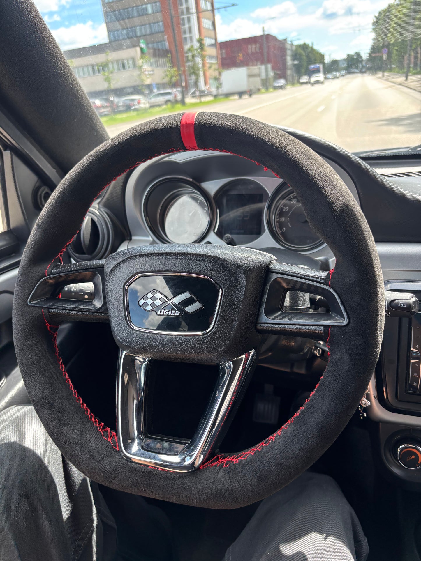Alcantara steering wheel cover for Ligier/Aixam/Microcar/Chatenet